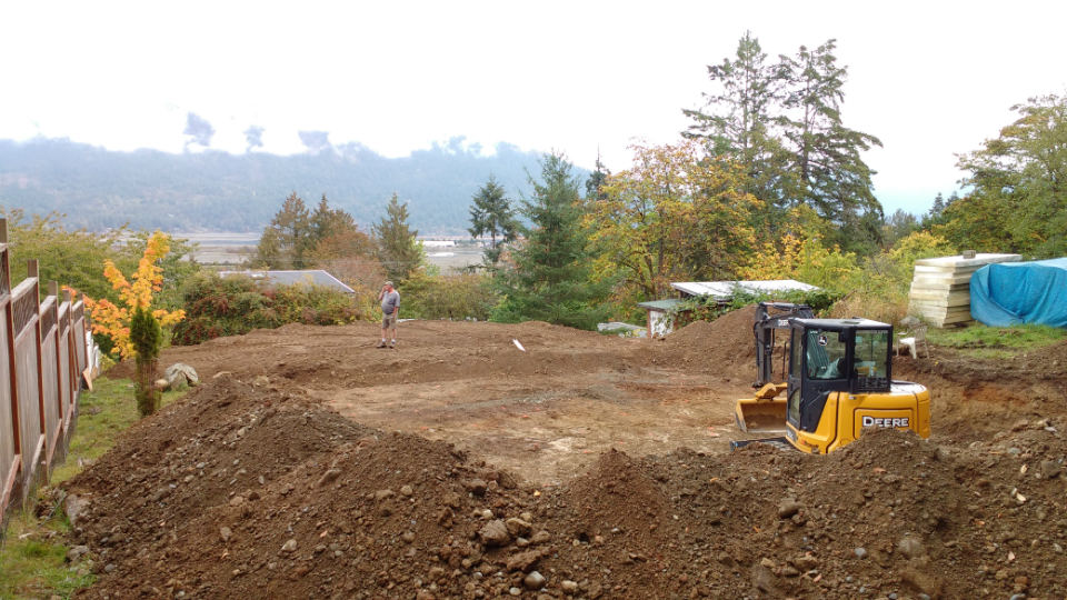 Cowichan Bay Project Excavation services, excavating, cowichan, Duncan, landscaping, drainage services, foundations. Vorsprung